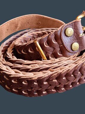 True Vintage Belt XL 1950s Mens Belt MCM 50 51 52 Serpentine Leather Brown Camp